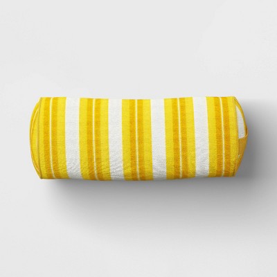 20"x8" Terry Printed Chenille Lumbar Bolster Pillow Yellow Stripe - Threshold™