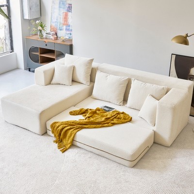 JOYRACER 106" Sleeper Sofa, 2 In 1 Pull Out Couch Bed ,Convertible Sofa Bed- L-Shaped Sectional Couch For Living Room