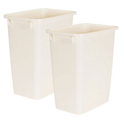 Rubbermaid 21 Quart Rectangular Kitchen Wastebasket Trash Can, Bisque (2 Pack)