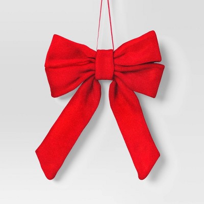 6.5" Christmas Velvet Bow Ornament Red - Wondershop™