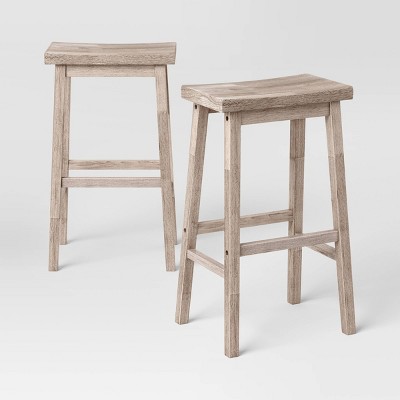 Set of 2 29" Solid Wood Saddle Backless Barstool - Room Essentials™