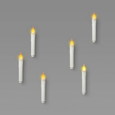 6ct 7" LED Battery Operated Color Changing Hanging Candle Lights Halloween Decorative Prop White - Hyde and EEK! Boutique™