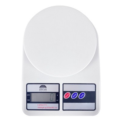J&V TEXTILES Kitchen Food Scale for Baking and Cooking, Lightweight and Durable Design, LCD Digital Display, 8" x 6" x 1.25", White