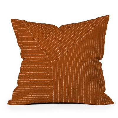 Summer Sun Home Art Lines Square Throw Pillow Rust - Deny Designs