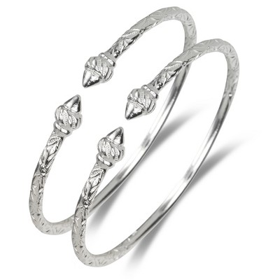Better Jewelry, Ridged Arrow Taj Mahal .925 Sterling Silver West Indian Bangles, 1 pair