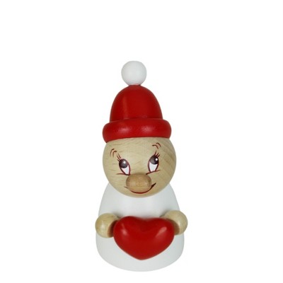 Steinbach Wooden Clumsy Mini Collection, Valentine with Red Heart and Wooden Beanie, Small Bobble