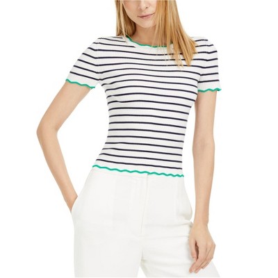 maison Jules Womens Stripe Pullover Sweater