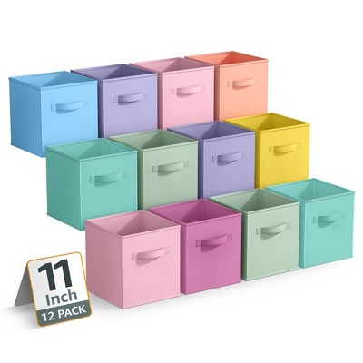 Sorbus 11 Inch 12 Pack Sturdy Collapsible Fabric Storage Cubes with Handle - for Organizing Clothes, Toys, Books, Shelves & more