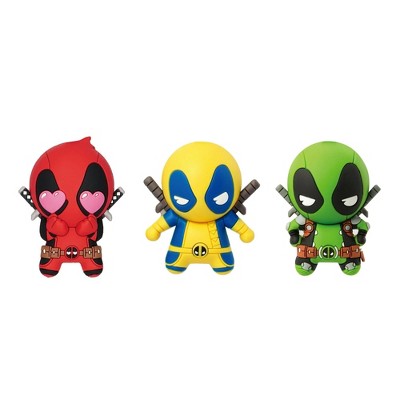 Monogram International Inc. Marvel Deadpool 3D Foam Bag Clip Set | Heart Eyes, Days of Future Now, Solo
