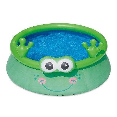 Summer Waves 6 Foot x 20 Inch Inflatable Frog Character Quick Set Kiddie Swimming Pool and Ball Pit with Fast Inflating Design, Green