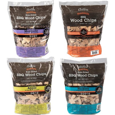 Camerons Products Wood Smoker Chips  4 Pack ~ 2 lb. Bag  260 cu. in. - Apple  Cherry  Mesquite  Hickory - 100% Natural  Fine Wood Smoking and Barbecue