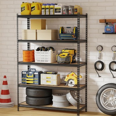 5-Tier Storage Shelves, Heavy Duty Metal Shelving Unit, Adjustable Garage Utility Storage Rack for Warehouse Kitchen Basement, 48" L x 18" W x 73" H