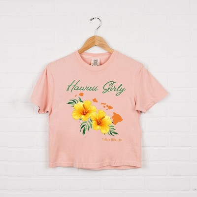 Simply Sage Market Women's Hawaii Girly Flower Short Sleeve Relaxed Fit Cropped Tee