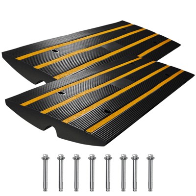 VEVOR Curb Ramp, 2 Pack, 2.6" Rise, Rubber Driveway Ramps, Heavy Duty 33069 lbs Weight Capacity Threshold Ramp, Curbside Bridge Ramps