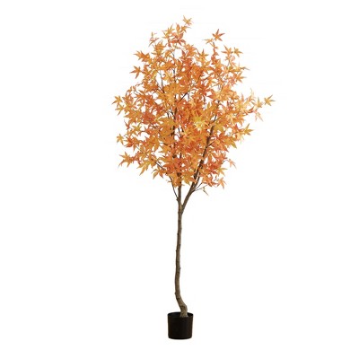 Nearly Natural 7-ft Autumn Maple Artificial Fall Tree, Orange