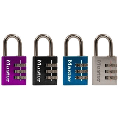 Master Lock Asst Colors Dl 3/16 Reset Lock: Multicolor Steel Combination Padlock for Luggage & Sport Bags