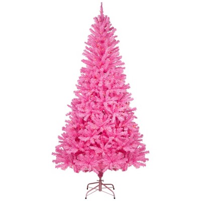Northlight Pre-Lit Medium Artificial Pine Christmas Tree - 7' - Pink - Clear Lights