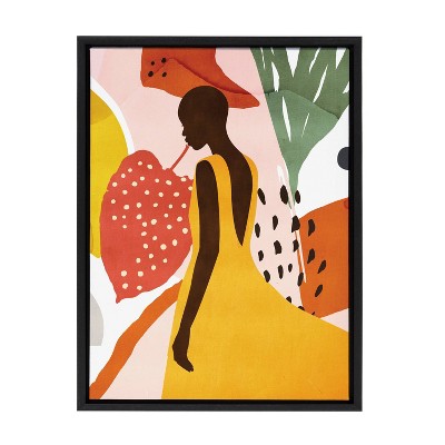 18" x 24" Sylvie Jaune by Alexander Ginzburg Framed Wall Canvas Black - Kate & Laurel All Things Decor: Modern Digital Art of Woman
