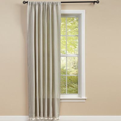 Park Designs Ticking With Ball Fringe Single Panel 56" x 84"