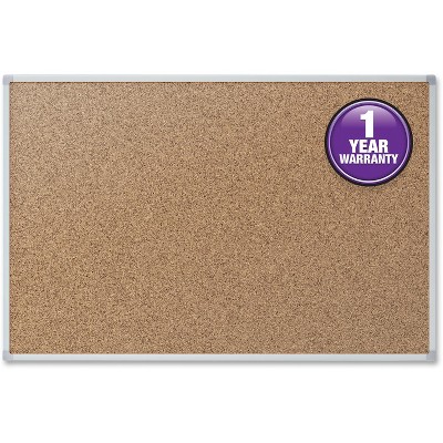 Mead - Classic - Cork Bulletin Board - Aluminum Frame - Natural Cork Surface - Silver - 36 in. x 48 in. - 1 Each