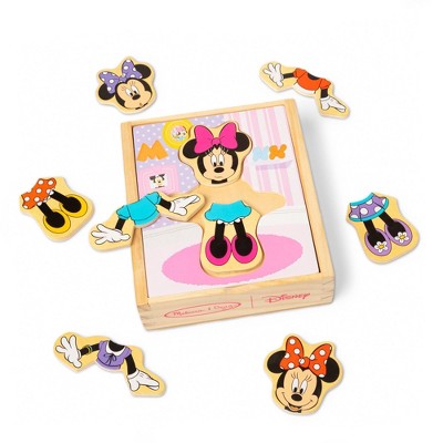 Melissa & Doug Disney Minnie Mouse Mix and Match Dress-Up Wooden Play Set Puzzle - 18pc: Magnetic Activity, Fine Motor Skills