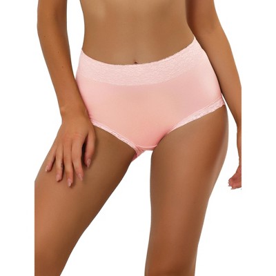 Allegra K Women's Cotton Solid High-Rise Lace Trim Tummy Control Full Coverage Brief