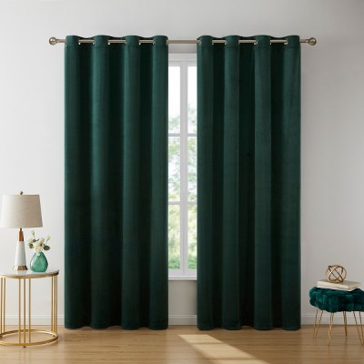 HLC.ME Sawyer Premium Luxurious Lush Velvet Soft Light Filtering Grommet Window Drapery Curtains - Set of 2