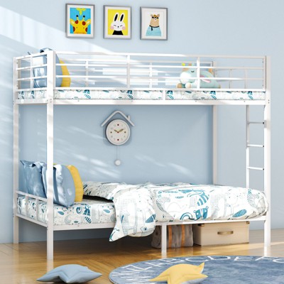 Karl Home Twin over Twin Steel Bunk Bed Frame with 14.8inch Height Guardrail, Bedroom Dorm Room for Kids Adult Children