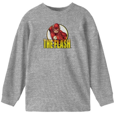 DC Comics The Flash Youth Boys Athletic Heather Gray Long Sleeve Shirt