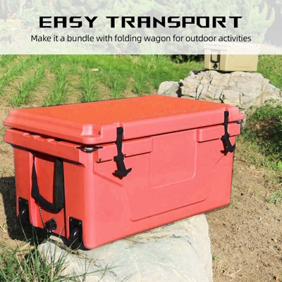 Spassway 65 QT Hard-Sided Cooler Box with Wheels Portable Ice Chest with Drainage Plugs Rolling Cooler with Rubber Latches