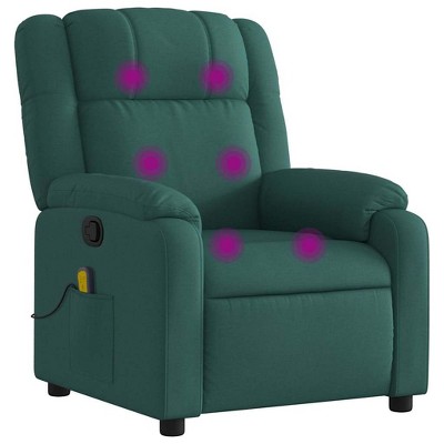vidaXL Recliner Chair - Dark Green Manual Push Back With Massage