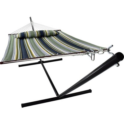 Sorbus 2-Person Stylish Hammock with Stand- 53" Large Cotton Outdoor Hammock- Spreader bars & Pillow Included- Heavy Duty 450lbs
