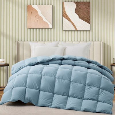 Peace Nest All-Season Medium Weight White Goose Feather Down Comforter Duvet, Steel Blue, California King