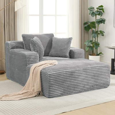 KWPZQEB 66'' Chaise Lounge Chair Indoor, Corduroy Cloud Couch, Fluffy Oversized Sofa Bed, Reading Longue Chair Sleeper Sofa  for Bedroom, Living Room