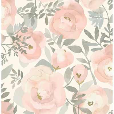NuWallpaper Peachy Keen Peel and Stick Wallpaper Rose: Removable Vinyl, Self-Adhesive, Solid Pattern, 28.2 Sq Ft Coverage