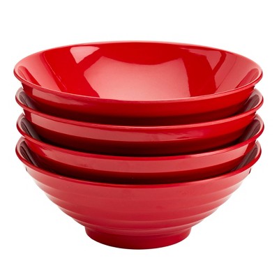 Infuse 4pc 8" Melamine Ramen Bowls Red