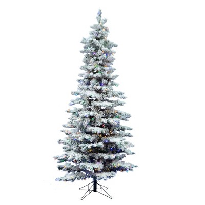 Vickerman Flocked Utica Fir Slim Artificial Christmas Tree PreLit