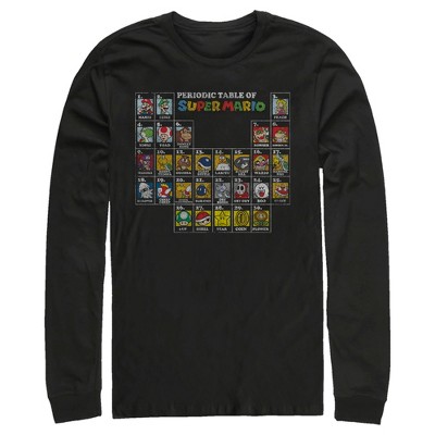 Men's Nintendo Periodic Table of Super Mario Long Sleeve Shirt
