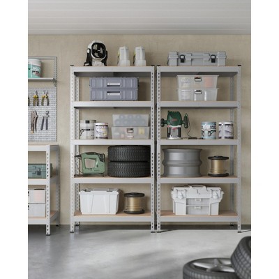 5-Tier Storage Shelves, Set of 2 Garage Storage, Adjustable Shelving Units, 17.7 x 35.4 x 70.9 Inches, Load 1929 lb Each, Shed Warehouse Basement
