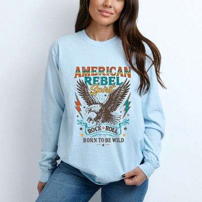 Simply Sage Market American Rebel Spirit Distressed Garment Dyed Long Sleeve