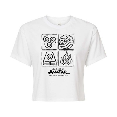 Women's - Avatar: The Last Airbender - Four Elements Cropped Graphic T-Shirt