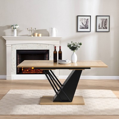 Wooden Extendable Dining Table,Side Table With MDF Base,Adjustable Tabletop,Rectangular Conference Table For Kitchen,Office-Cuddlewood