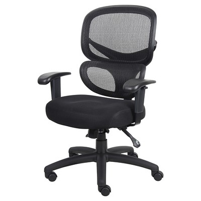 Boss Office Products Multi-Function Mesh Task Chair Black: Ergonomic, Lumbar Support, Swivel, Adjustable Arms