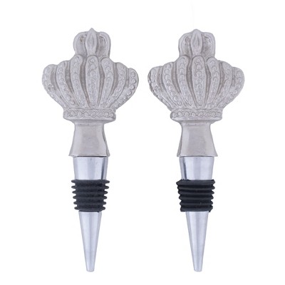 Design Imports Silver Crown Bottle Stopper Set/2