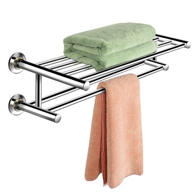 Costway Wall Mounted Towel Rack Bathroom Hotel Rail Holder Storage Shelf Stainless Steel