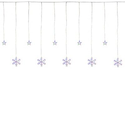 Northlight LED Star and Snowflake Curtain Christmas Lights - Multicolor - 4.75' Clear Wire - 250ct
