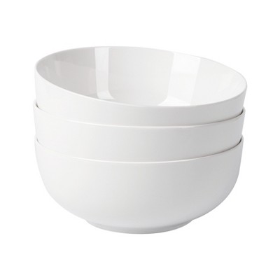 7" White Ceramic Bowls Set of 3, Oatmeal/Rice/Cereal Bowl, Kitchen Soup Bowls, Dessert Bowls, Fruit Bowl,Salad Bowl, Dishwasher & Microwave Safe