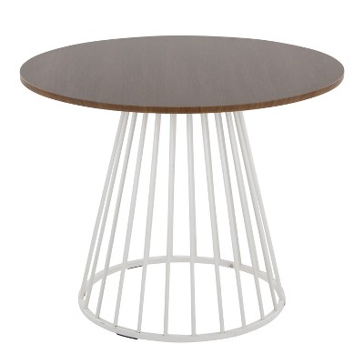 Sapphtopaz Round Dining Table Cage Like Metal Base Kitchen Table Contemporary Dining Table MDF Tabletop for Dining Room, Small Spaces