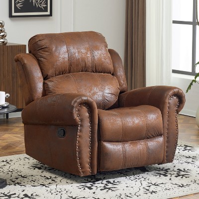 40.75"W Manual Glider Recliner, Comfortable Oversized Accent Chair with Infinite Positions for Living Room, Brown/Slate Gray - Christopher Knight Home