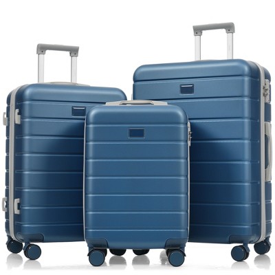 Gulches Premium 3-Piece ABS Travel Luggage Set, TSA Lock Suitcase Ensemble, Blue, 20, 24, and 28 Inch Sizes with 360° Spinner Wheels